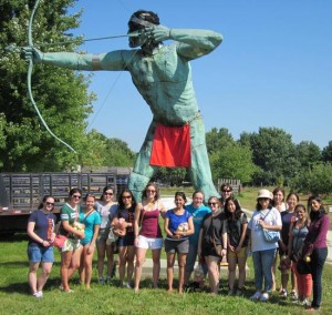 We're not sure why an orchard needs an archer statue, but we took a picture with him anyway!